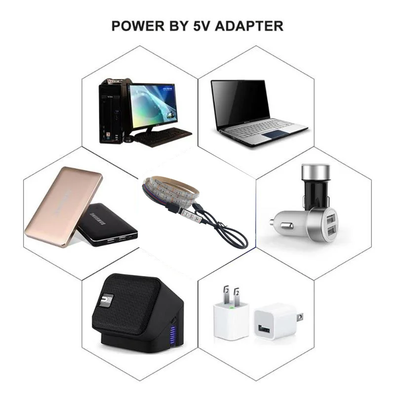 5 В USB RGB 5050 2835 для светодиодов ленточный кабель зарядное устройство источник
