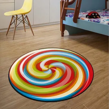 

60/80cm Round Carpets Colorful Candy Print Carpet Anti-slip Rugs Lollipop Computer Chair Mat Home Decor Floor Mat for Kids Room