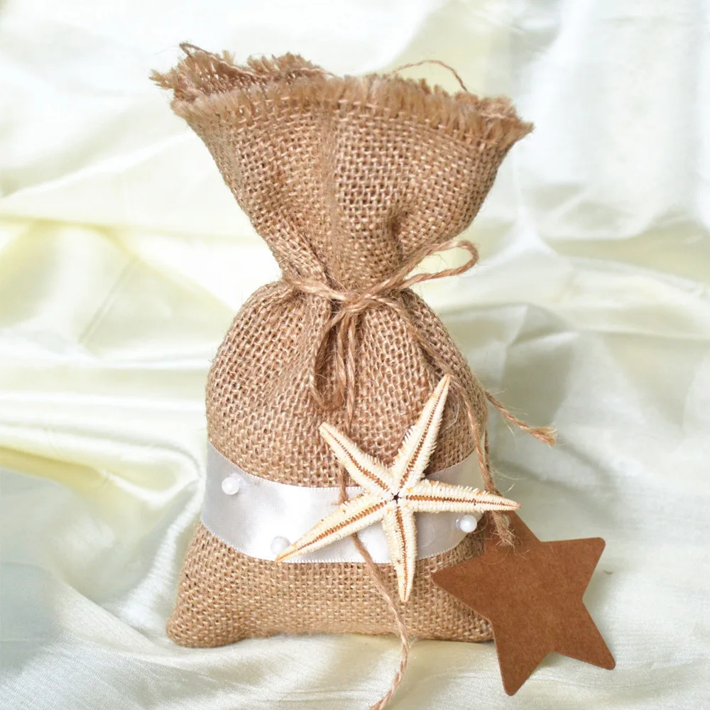 

11.5cm*19cm Rustic Gift Bag, Handmade Burlap Gift Bag, Rustic Wedding Bridesmaids Gift Bag