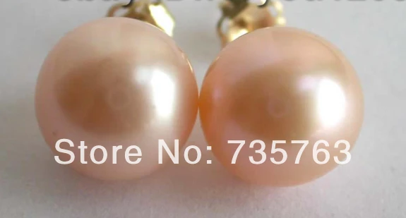 

xiuli 0010 Natural 8mm FreshWater Pink Round Pearl earrings 14KGPT