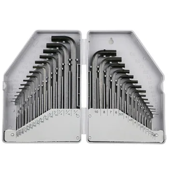 

30 Pieces Metric/ Imperial Combined Long Pattern Hexagon Key Set Allen Wrench Spanner Hand Tool in Plastic Case