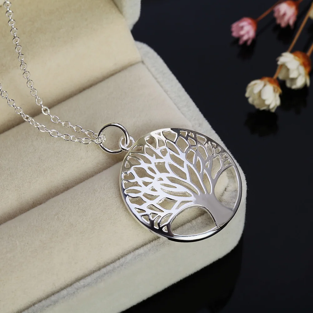 

LJ&OMR New Happly Life Tree Plant Pendant Wholesale Fashion Silver Jewelry 925 Silver Necklace for Women Best Wedding Gifts