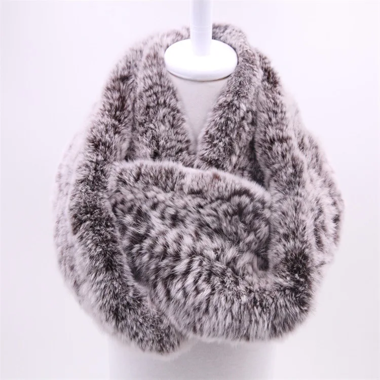  Winter Fur scarf for women knitted natural Rex Rabbit Fur scarves 2017 new genuine fur ring Female Warm Shawl  (43)