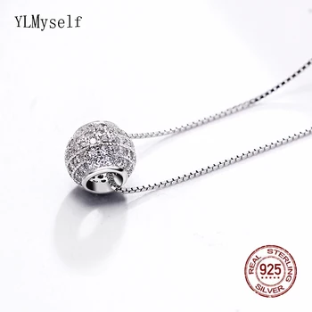 

Cute Small Ball design Necklace Real 925 Sterling Silver Pendant Zirconia Fast delivery silver Statement Jewelry