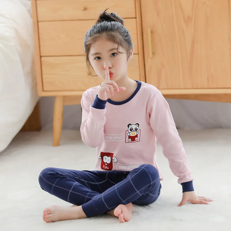 

2-13Y Girls Cotton Pajamas Set Nightwear Boys Girls Clothes Winter Pyjamas Kids Children Baby Boys Clothing Full Sleeve Pijamas
