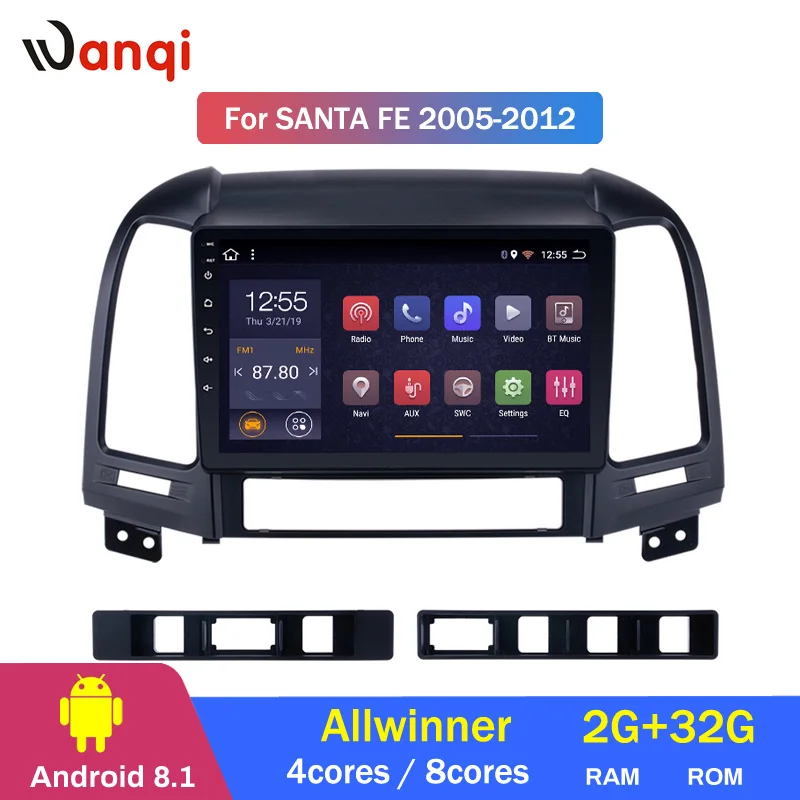  2G RAM 32G ROM Android 8.1 Car Multimedia GPS Radio Stereo For Hyundai Santa Fe 2005-2012 Car Video