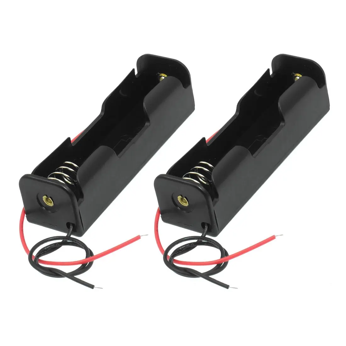

CES- 2 Pcs Black 18650 Flat Tip Batteries Battery Holder Case Wire Leads