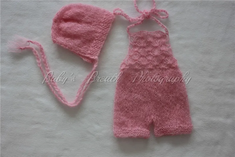 

Baby Mohair Romper and Bonnet Set Baby Mohair Overall Set Newborn Baby Photo Prop