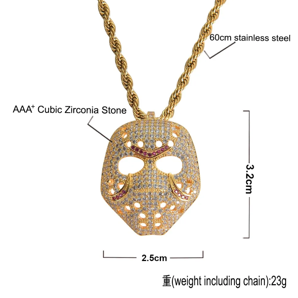 Hiphop Jewelry Micro Pave Mask Pendant (1)