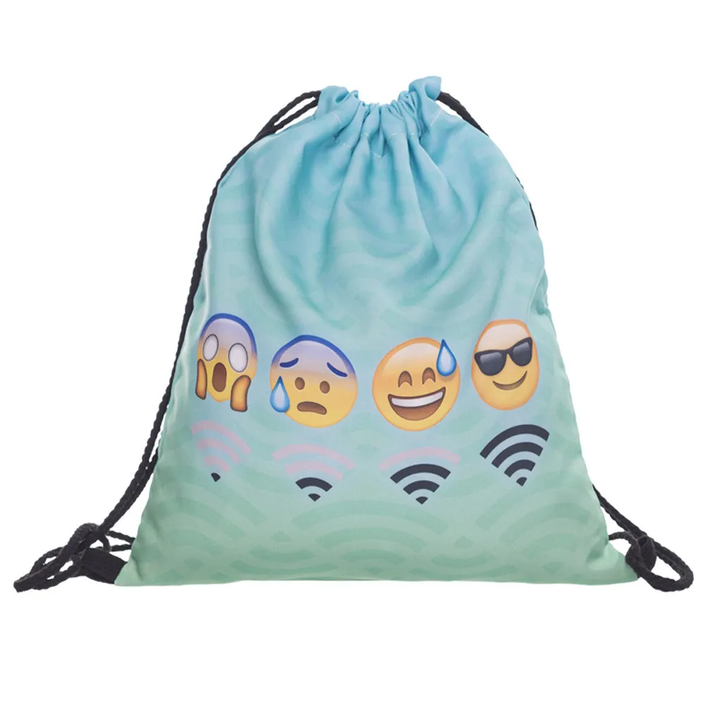 

Fashion Unisex Drawstring Backpacks String Character Printing Shoulder Bags Mochila Escolar Adolescente