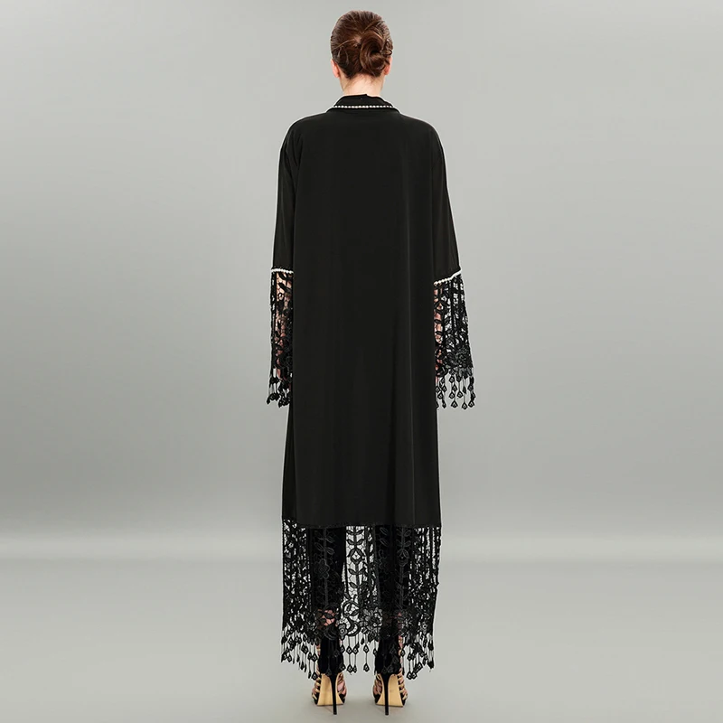 MISSJOY мусульманский размера плюс 4XL Абая для женщин Дубай Кафтан длинное кимоно халат турецкие вечерние платья вышитый бисером кружевной кардиган
