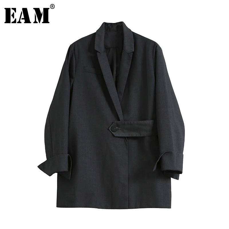 Printemps Gray Couture Marée Bandage Bref Nouveau Veste Manteau eam Manches Jh858 Femmes De 2019 Mode Lâche Revers Gris Longues 1EvwUqv