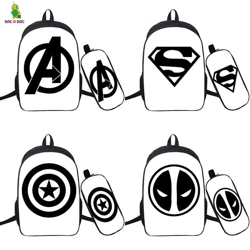 16 дюймов USB зарядные рюкзаки супергерой детские школьные рюкзаки для девочек мальчиков Супермен/Человек-паук подростков рюкзак для