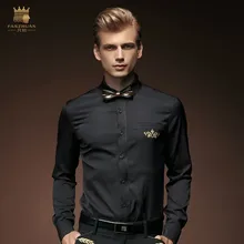 FanZhuan,, новая осенняя мужская рубашка с вышивкой, квадратным воротником из бамбукового волокна, черная, с длинным рукавом, тонкая одежда, рубашка 512006