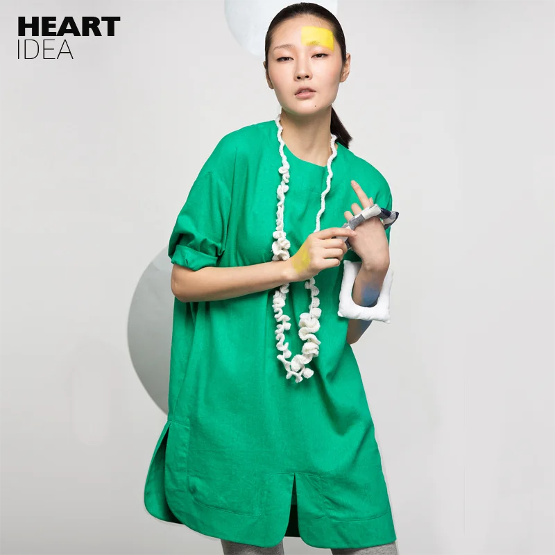

LYNETTE'S CHINOISERIE 2016 linen vintage medium women's green loose linen shirt