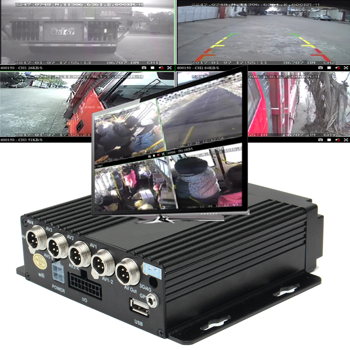 

KROAK 4CH Car Security Camera Vehicle Car Mobile DVR Security Video Recorder+ Car Camera+Extension Cord For Receiver