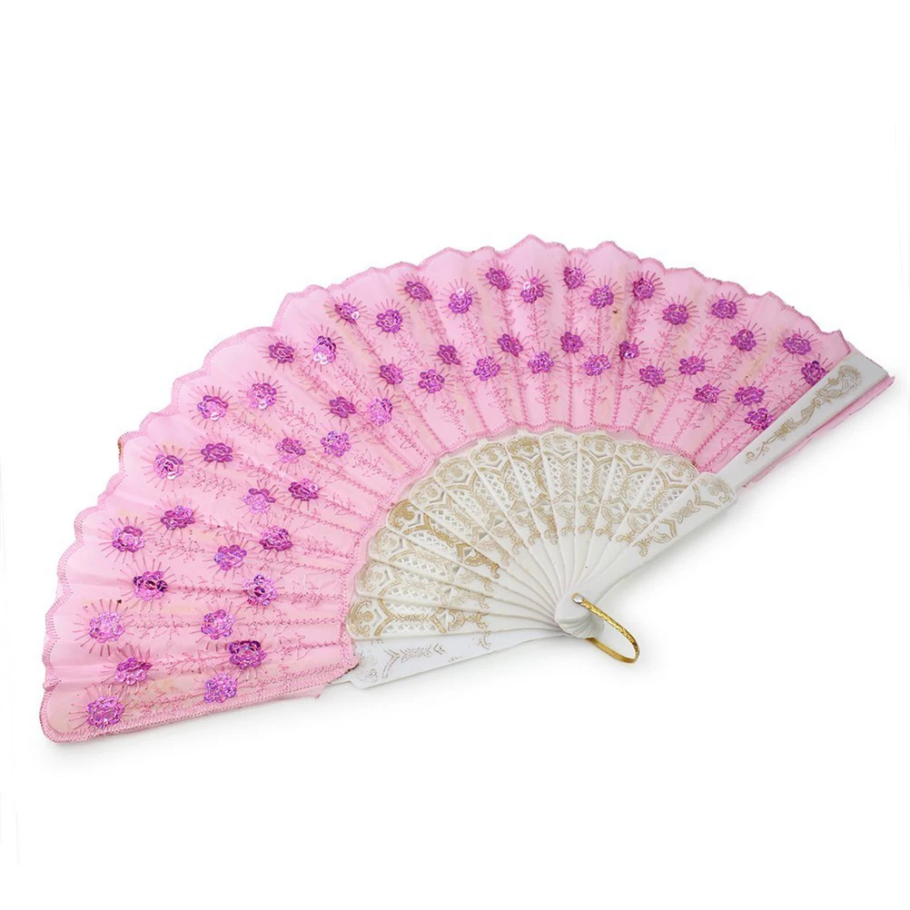 Buy Women Sequin Decorated Folding Plastic Hand Fan