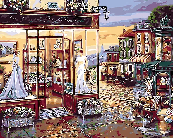 Street Fairy Tales Acrylic Paint By Numbers Oil Painting Gift Coloring Frameless Picture On Wall decor | Дом и сад