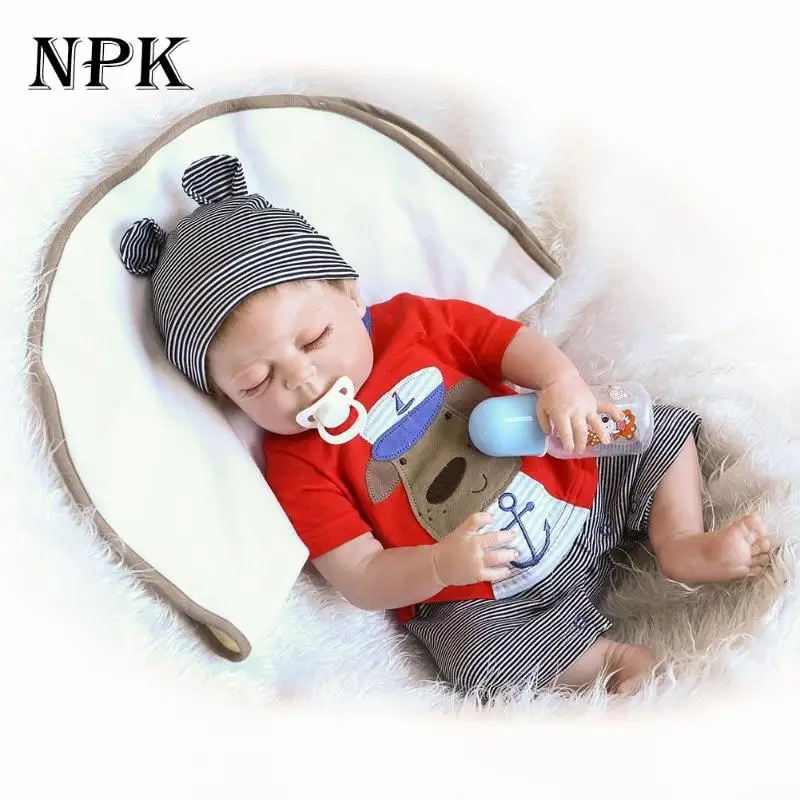 

NPK 55cm/21.65" Soft Silicone Reborn Baby Alive Dolls Lifelike Sleeping Lifelike Toddler Boy Toys Children Kids Birthday Gift