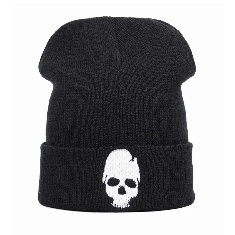 Skullies Beanie Men Boy Autumn Winter Knit Hat Warm Acrylic Brim Embroidery Skiing Sports Outdoor Accesssory (8)