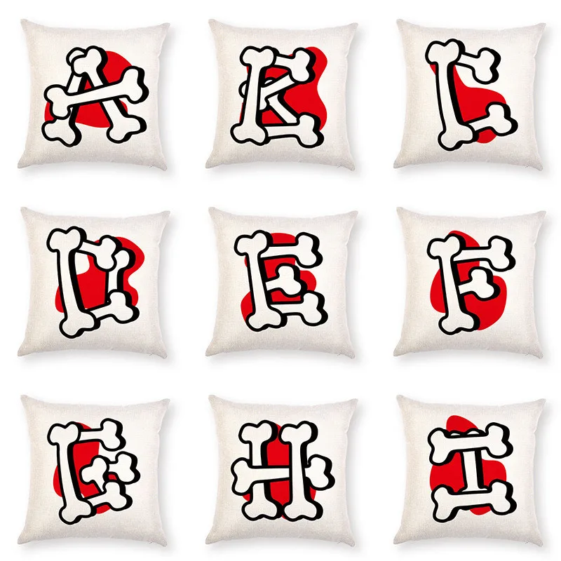 

Special 26 Letter Cushion Cover Printed Bone Throw Pillow Covers Decorative Red Farmhouse Decor Creative Pillows Home Decoration