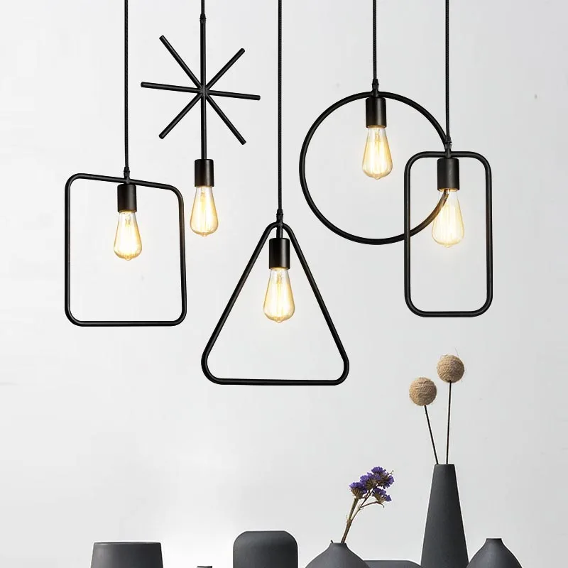 

Geometric Nordic restaurant lights three modern minimalist creative porch clothing store bedside bar small chandelier