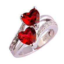 AAA CZ Free Shipping red Silver Plated Ring Size 6 7 8 9 10 11 12 Fashion Jewelry gift women wholesale