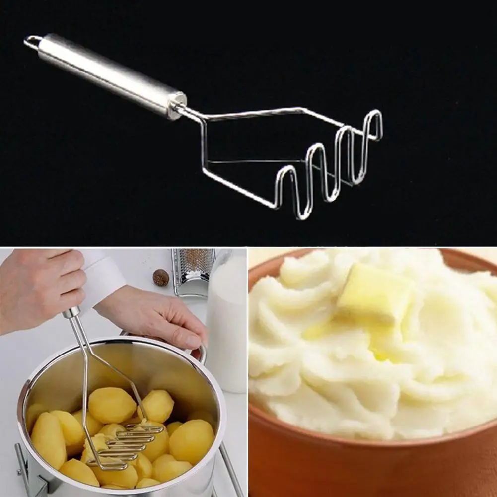 

Durable Stainless Steel Wave Shape Pressed Potato Masher Fruit Vegetable Cutter Crusher Restaurant Kitchen Gadgets Tools