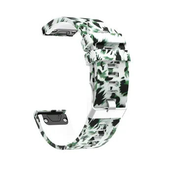 

Ouhaobin Printing Replacement Silicagel Strap Quick Install Soft Dark Green Strap For Garmin Fenix 5 GPS Watch Straps