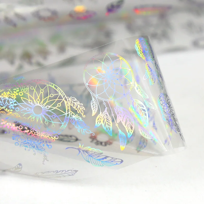 Фольга для ногтей 4*100 см голографическая Лазерная Геометрическая переводная наклейка Catch Dream маникюр Дизайн ногтей украшения Ra