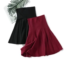 Новая женская осенняя Юбка трикотажная длинная высокая талия трапециевидная Женская Весенняя плиссированная юбка DO99