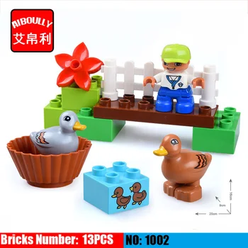 

13 PCS Large Blocks Animals Farm With Ducks Building Blocks Set Kids DIY Creative Bricks Toys Duploe Children Toys