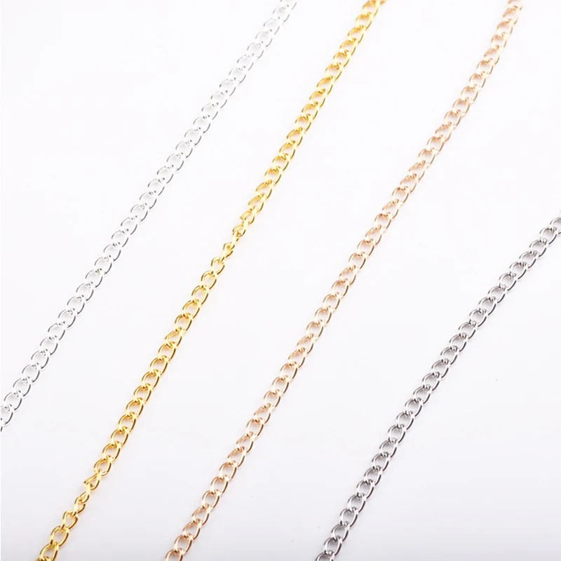 

High Quality 1.5-2mm Iron Metal Plated Necklace Chains Flat Oval Link Chains DIY Necklace Bracelet Jewelry Accessories