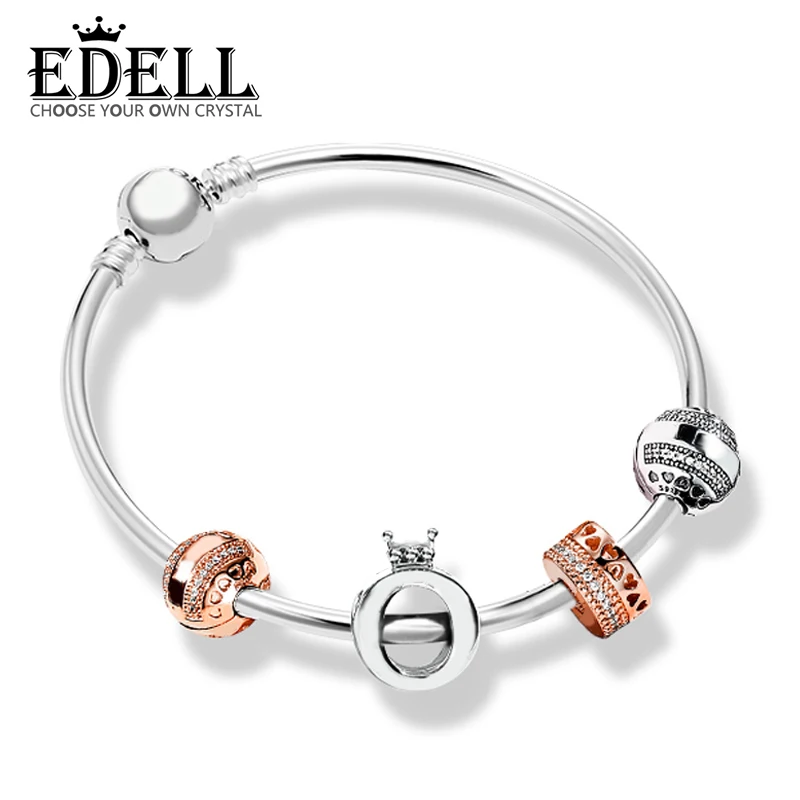 

EDELL 100% 925 Sterling Silver Elegant Charm ZT0141 Bracelet Stringed Gift Set Original Fashion Elegant Jewelry Charming Gift
