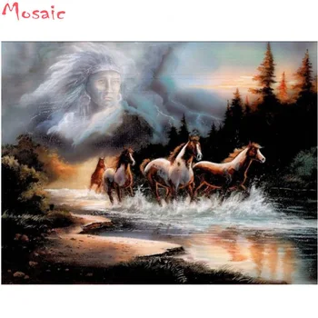 

5D DIY Diamond Painting fantasy Indian people horse Diamond Embroidery Scenery Full Square Rhinestones Embroidery Home Decor