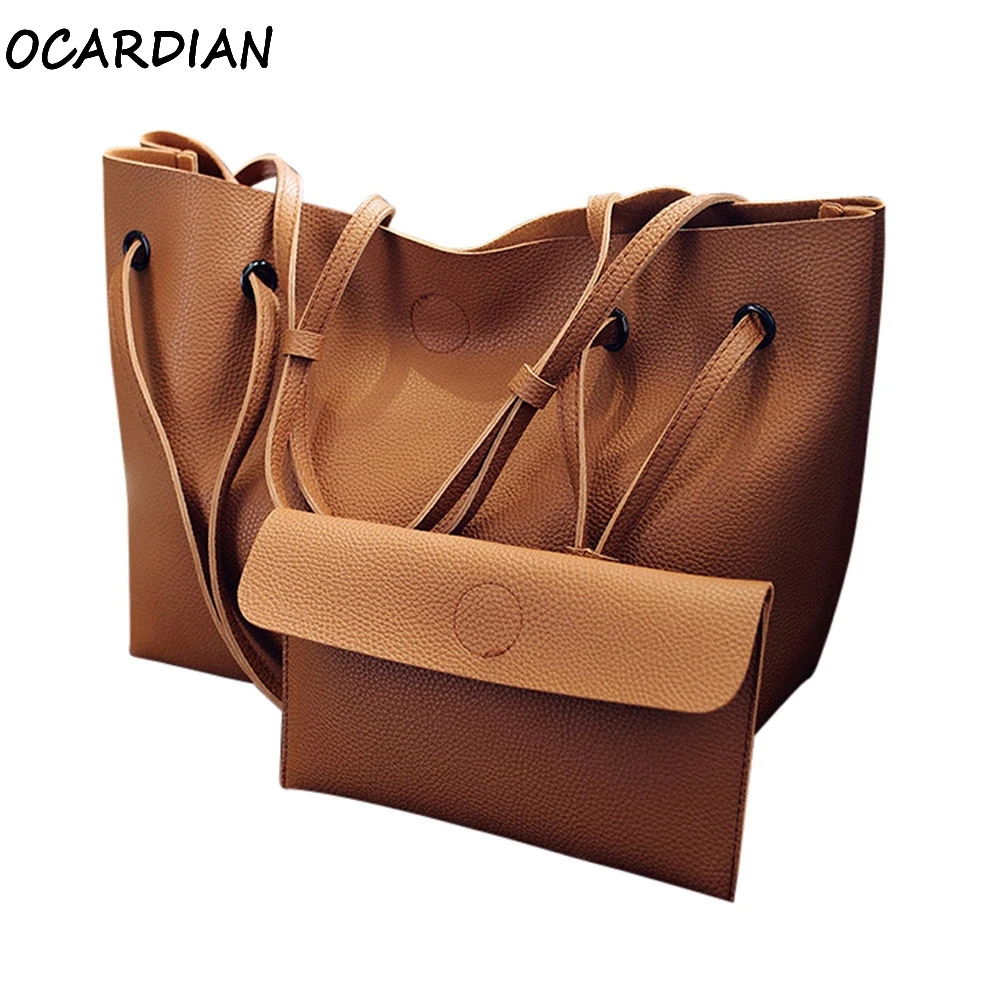 

OCARDIAN Handbags Bag Women Work 2019 New Retro Fashion Litchi Pattern Leather Handbag Shoulder Bag+Clutch Purses Dropship A23
