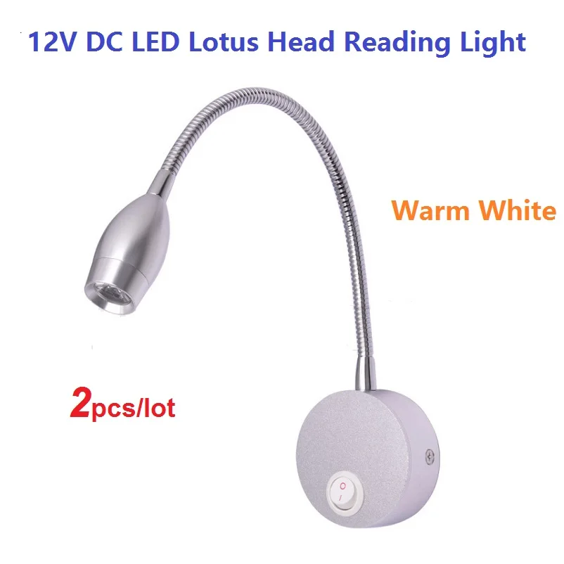 

2pcs/lot 12V DC LED Lotus Reading Light Warm White Aluminum alloy RV/Caravan/Motorhome/Camper Trailer Flexible Wall Lamps