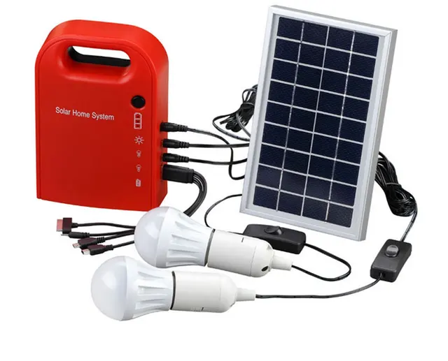Portable Solar Power Home System Energy Kit Include 4 in 1 USB Cable