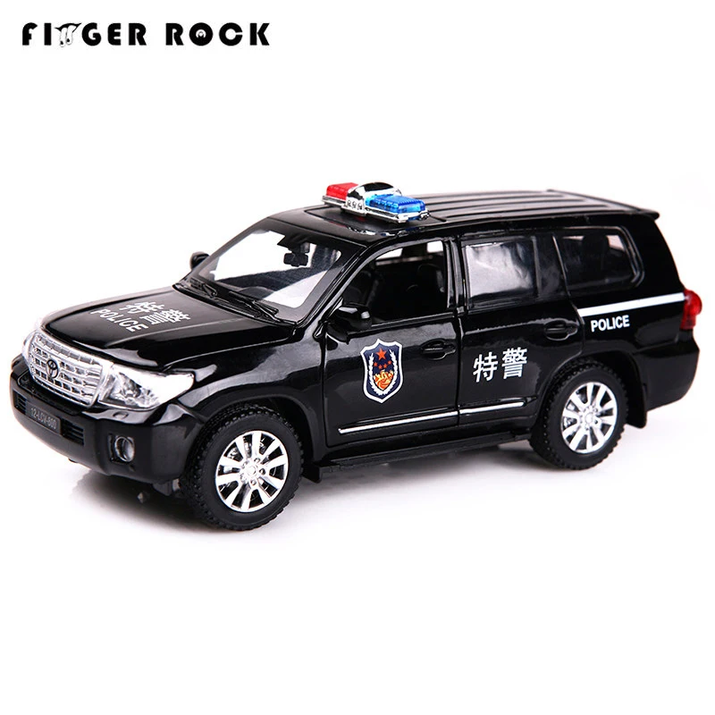

Finger Rock 1/32 Scale Simulation Land Cruiser Police Auto Model Diecast Vehicle Toys Flashing Light Pull Back Alloy Car Toy