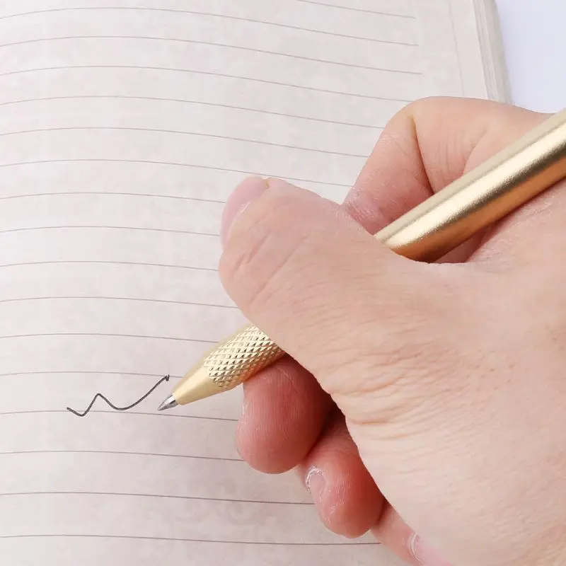 Ретро золото латунь черные чернила Шариковая ручка ручной работы с зажимом офисные школьные принадлежности канцелярские