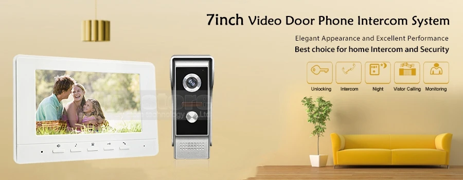 Diysecur 7 дюймов Видеодомофоны видео-телефон двери 700TV линии ИК Ночное видение открытый Камера для дома/офис безопасности Системы 2V4