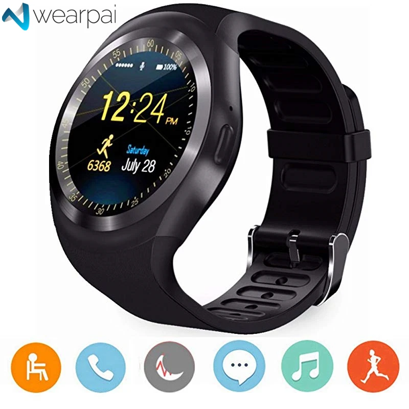 Wearpai Bluetooth Smartwatch Y1 Android Telefoontje 2G GSM SIM Tf kaart camera voor Smart Horloge Stappenteller Mannen Vrouwen|Смарт-часы| |