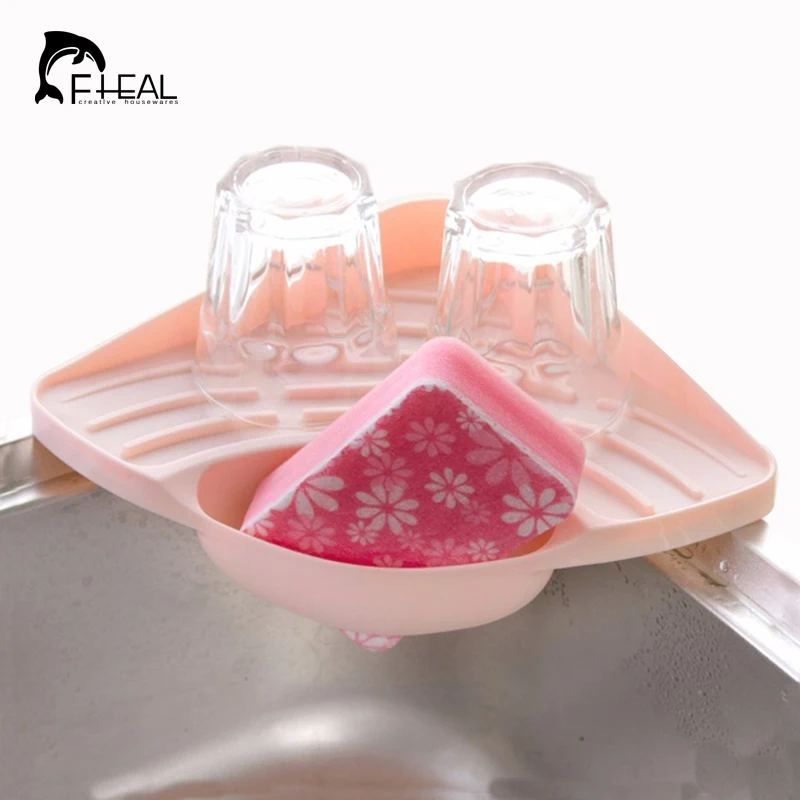 FHEAL سهلة المطبخ الالتصاق بالوعة حامل الإسفنج المنظم المطبخ الحمام تخزين أداة المنزلية العملي حامل رف للتخزين