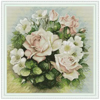

Rose Flowers DIY Handmade Needlework Counted 14CT Printed Cross Stitch Embroidery Kit Set Home Decoration