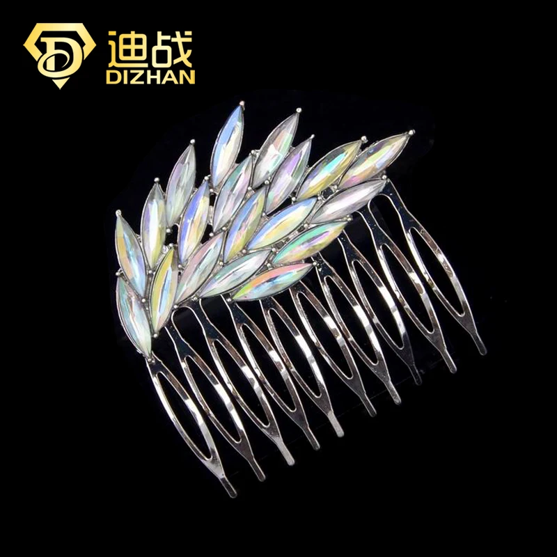

Fashion Shiny Big Crystal Feather Hair Combs Trendy Shine AAA Crystal feather hair clipa Hair Accessories For Women