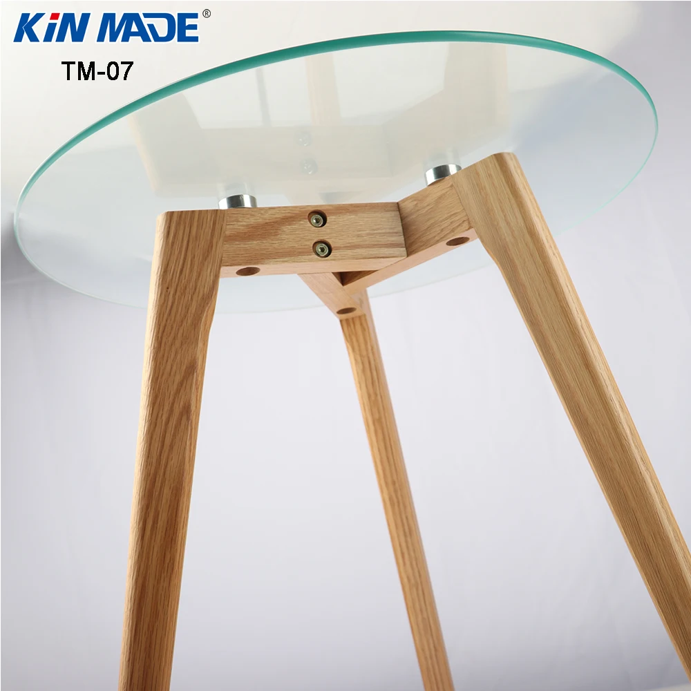 Kinmade جولة طاولة القهوة خشب متين البلوط الساقين الزجاج المقسى أعلى نهاية الجدول طاولة شاي المعيشة غرفة الأثاث Kinmade جولة طاولة القهوة خشب متين البلوط الساقين الزجاج المقسى أعلى نهاية الجدول طاولة شاي المعيشة غرفة الأثاث