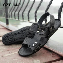 Летние мужские сандалии мужская обувь из натуральной кожи Повседневная пляжная обувь в стиле ретро глубокая дышащая обувь Нескользящая повседневная обувь 36-47