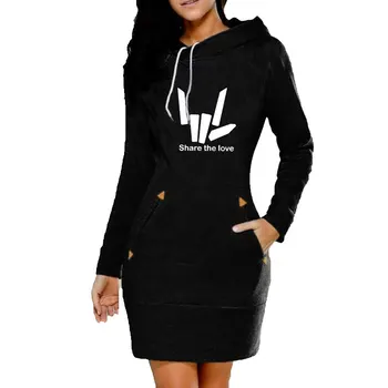 

New Fashion Women Hoodie Dress Print Hooded Long Sleeved Hoodie Dress Casual Pullovers Sweatshirt