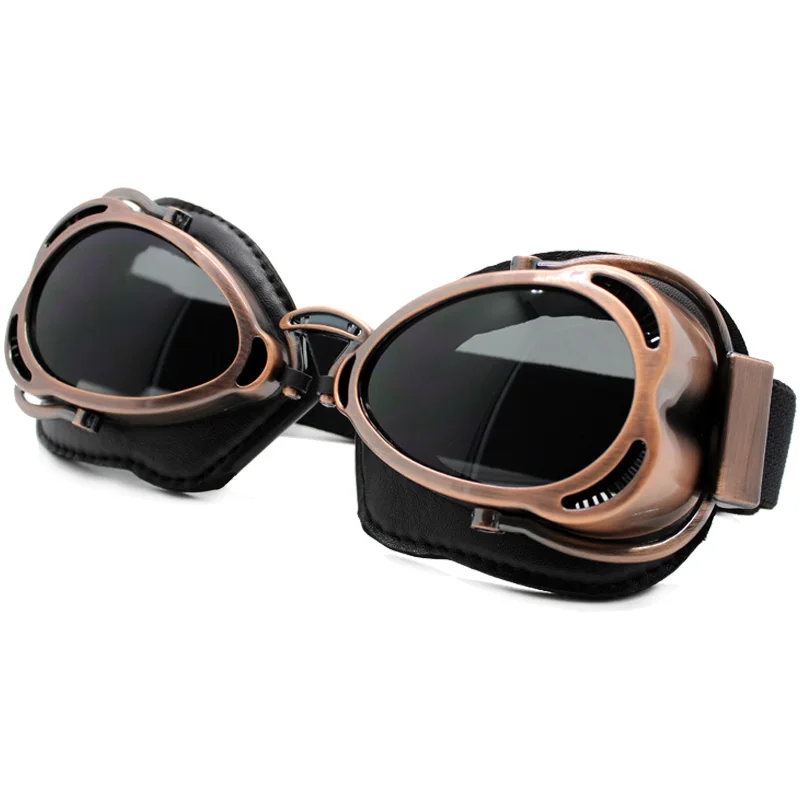 Roaopp Retro Motorcycle Goggles Helmet Steampunk Copper Flying Moto Glasses Vintage Pilot Biker Eyewear Goggles Protective Gear