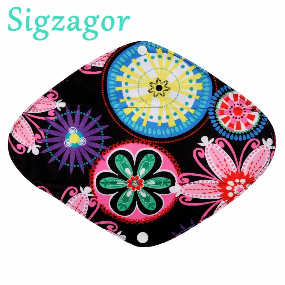 

[Sigzagor]1 Large L Heavy Bamboo CHARCOAL Mama Cloth Pad Menstrual Sanitary Pad Reusable Washable 12in/30cm Heavy Flow,22 Design
